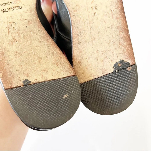 Rangoni Dalma Black Napa Leather Sandals Floral Mini Wedge Women’s Size 7.5 $170 - Picture 9 of 12